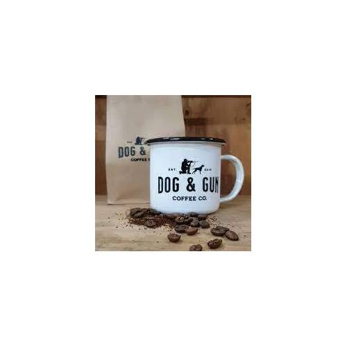 Dog & Gun Enamel Mug White