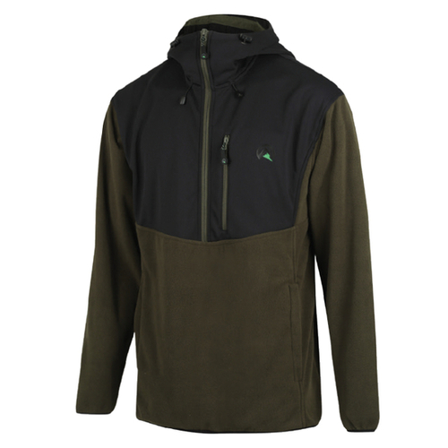 RIDGELINE MENS ASCENT HALF ZIP FLEECE TOP FOREST/BLACK 