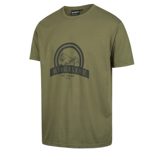 RIDGELINE AUSSIE MADE MENS MOUNTAINS S/S TEE KHAKI